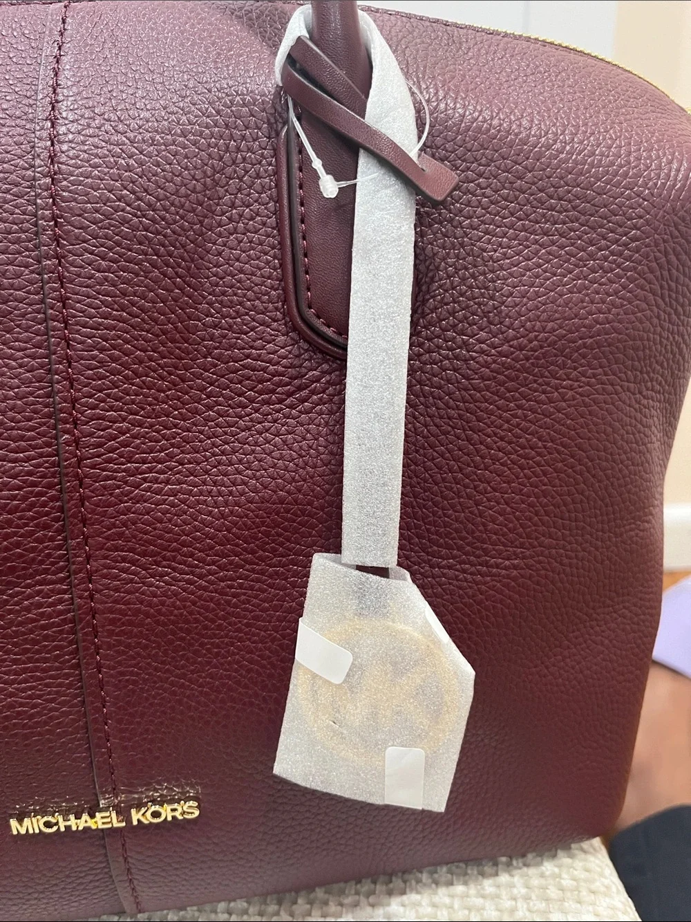 Michael Kors large Hyde Wine Pebbled Leather satchel with Gold Hardware